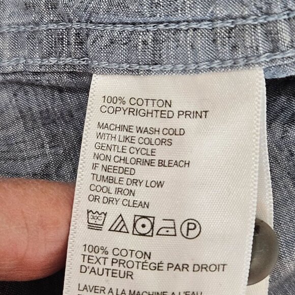 Tommy Bahama Mens XXL Chambray Shirt Shade Blue Ash Palm Tree Long Sleeve Button - Picture 9 of 10